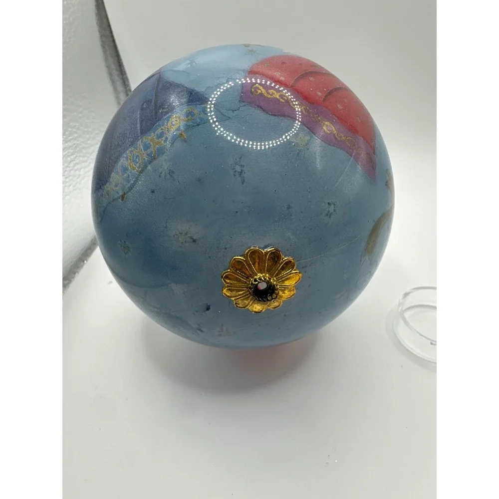 Pier 1 2001 Li Bien Christmas Ornament Hand Painted Glass Angels Blue Large Ball